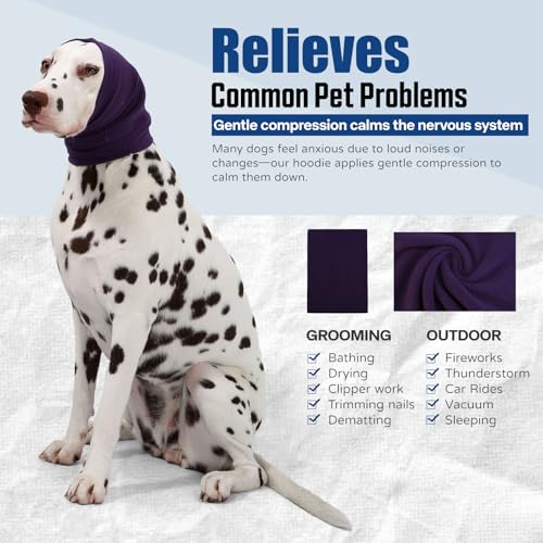 Image of Dog Calming Hoodie Quiet Head Cover Sleeves Anxiety Relief /Noise Protection - Grooming - Thunder - Fireworks