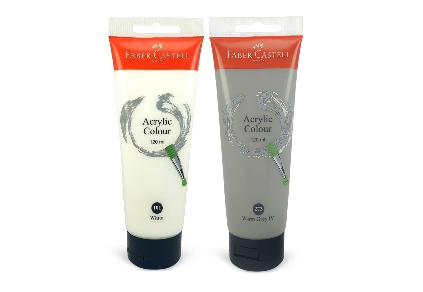 Acrylic Color Tube 120ml X2pcs White&V-Grey,for Canvas Wood Ceramic Rock Painting, Rich Pigments Non Toxic Paints for Kids Beginners Students Adults Artist Painter