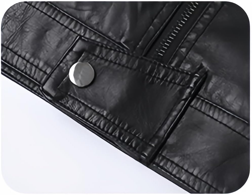 Men's Faux Leather Coat Washed PU Jackets Slim Fit With Stand Collar Trend Motorcycle Vintage Outerwear Classic Bomber Coat