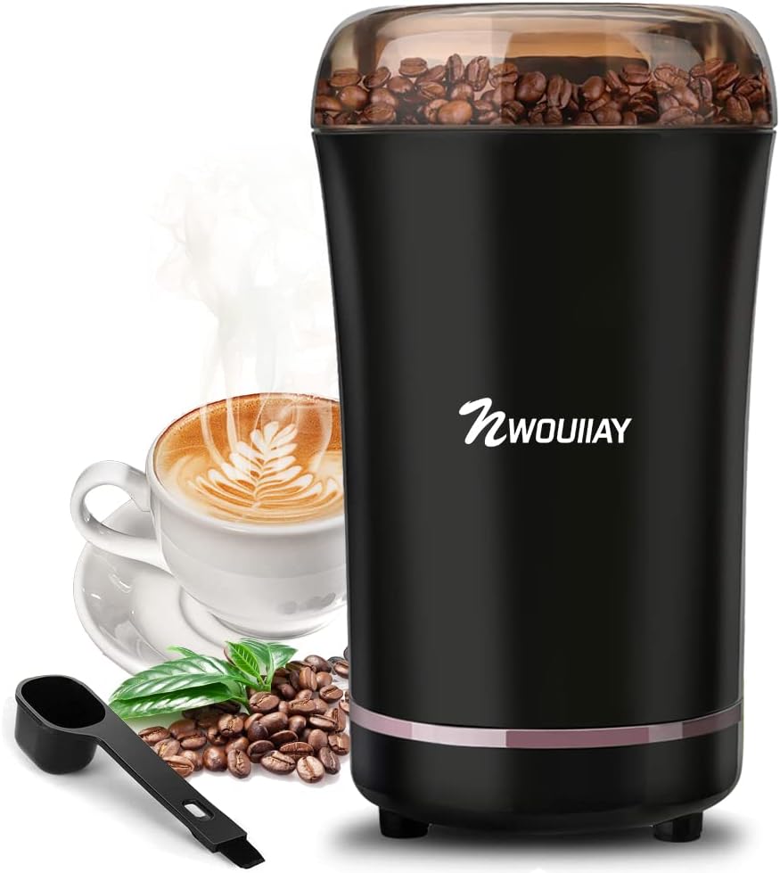 NWOUIIAY Multifunctional Electric Coffee Grinder 300W with Stainless Steel Blades for Grinding Coffee Nuts and Pepper