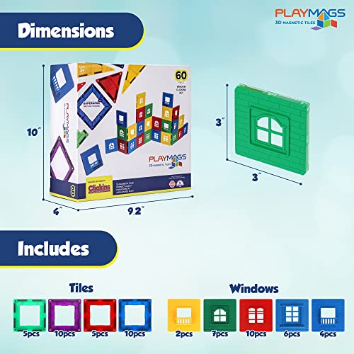Playmags Carreaux aimanté bâtiment (60 Pcs Tiles Set) – Image 3