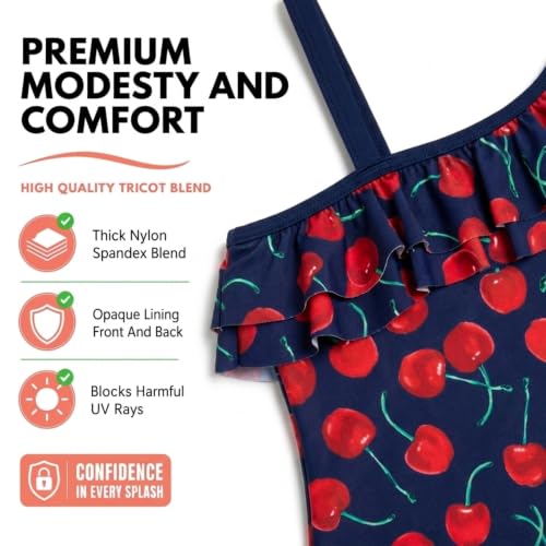 Image of Kanu Surf Girls Morgan Floral Ruffle 1-Shoulder 1-piece Swimsuit