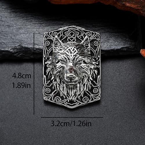 Image of Wolf Viking Brooch Silver-Tone Wolf Head Brooch - Majestic Animal Jewelry Accessory