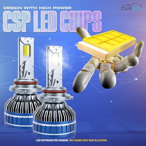 Image of CARZEX Smart AI 9005 /HB3 Car Projector LED Headlight & Fog Light Bulbs, 250W / 18,000 LM Super Bright Conversion Kit 6500K Cool White, AI App Controlled | Set of 2, 1 Yr Warranty