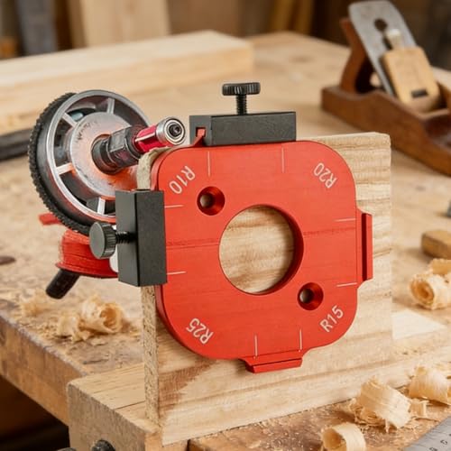 Eruceky Rote Frässchablone Eckradiu, Aluminiumlegierung Radius, R10 R15 R20 R25, geeignet für Tischlerarbeiten Heimwerker