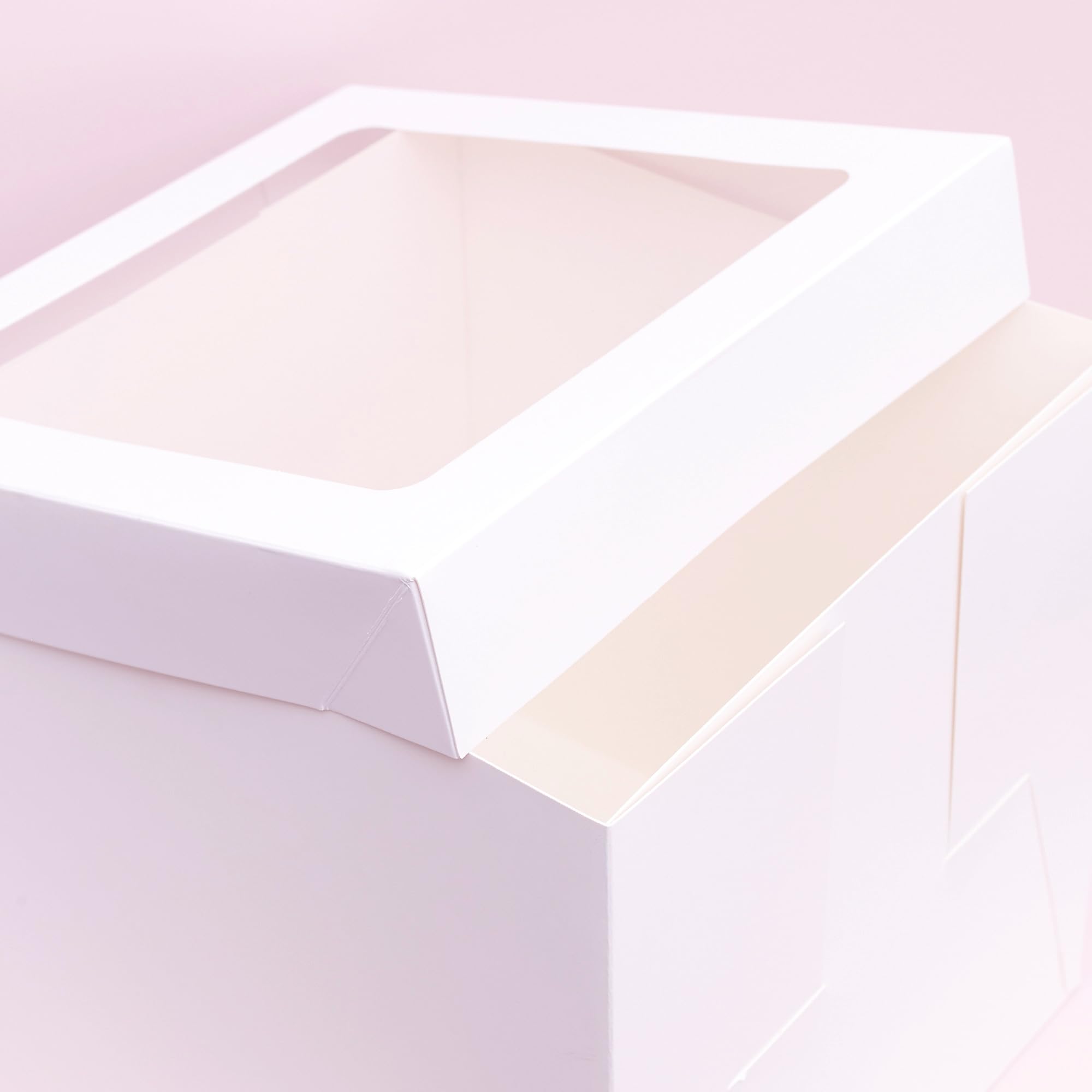 The Baked Studio - 12mm Thick Round White Gloss Cake Drum and Tall Box With Window (10 Inch) - Image 2