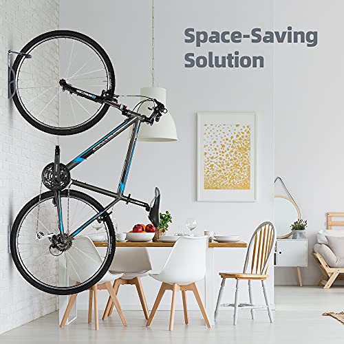 Image of LYCAON Bike Rack for Garage (Ultimate Gray) Bicycle Wall Mount Hanger Hooks Indoor Vertical Storage System Holds up to 68lb with Tire Tray & Screws (2)