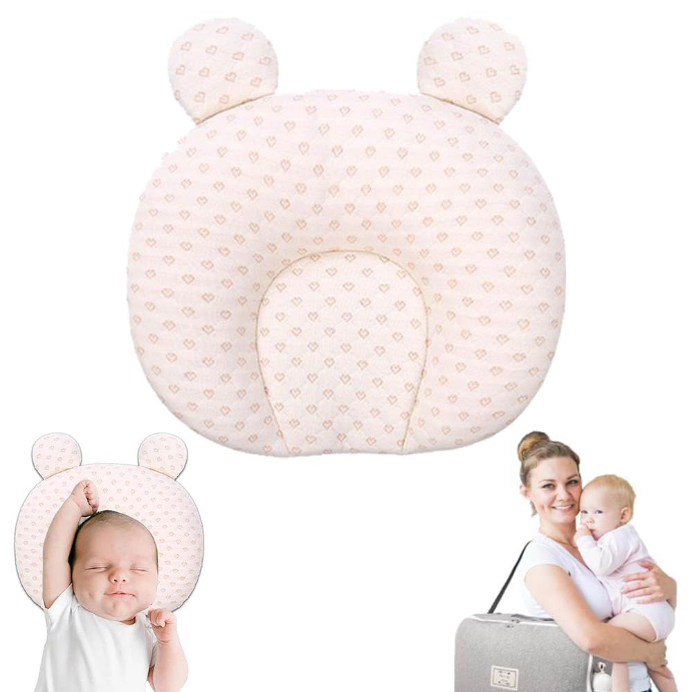 Baby Pillow for Newborn Head & Neck Support, Ultra-Soft Cotton Infant Cushion for Anti-Flat Head, Crib, Stroller & Travel, Breathable Lightweight with Washable Cover | وسادة الطفل لحديثي الولادة