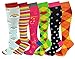 6 Pairs Women's Fancy Design Multi Colorful Patterned Knee High Socks,Assorted Design,Size 9-11 ( Fit women shoe size 4 to 10 )