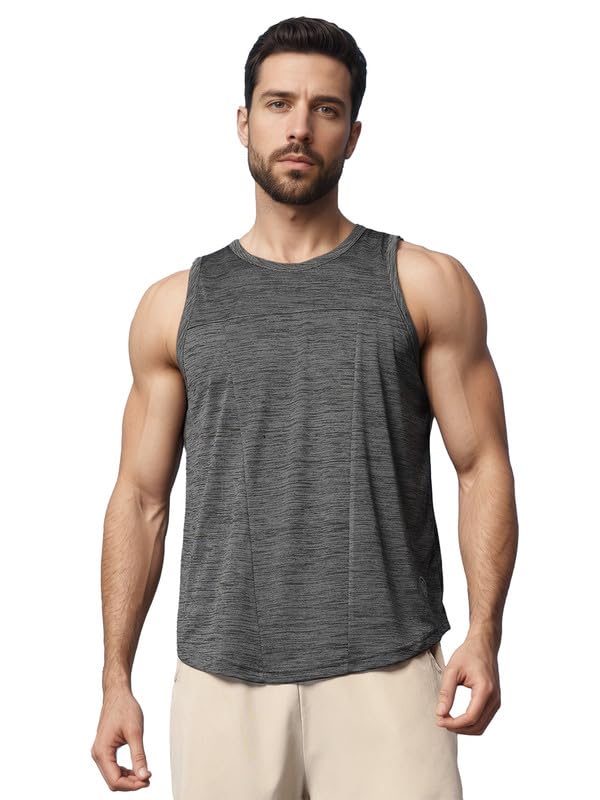 Tank tops Sleeveless T-shirt for Men Dry Fit Vest Gym Wear Textured Pattern Stylish Round Neck Running Sando for Sports Workout Fitness & Casual or Beach Wear