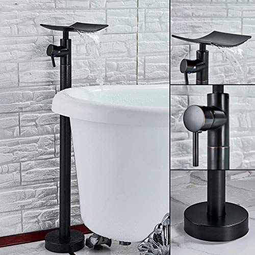 Robinet de salle de bains de douche au sol pour baignoire îlot relaxante noir bronze