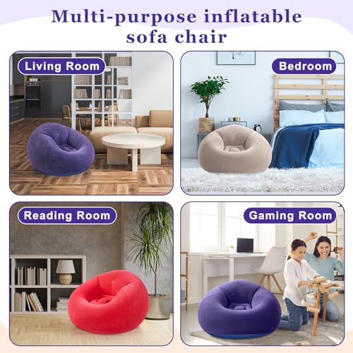 Image of Realspring 12 Pcs Inflatable Bean Bag Chair, Air Pump,Blue,Red,Coffee | Electric Pump for Inflation, Foldable Blow up Chairs for Outdoor Movie Seating, Portable Sofa for Adults Camping