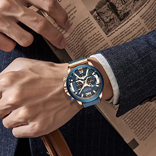 Fanmis CR 8329 Mens Luxury Watches Business Chronograph Dress Waterproof Leather Strap Analog Quartz Wrist Watch thumb #4