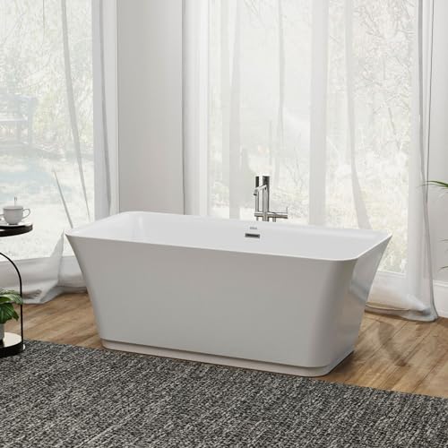 Empava Modern 59 inch Acrylic Freestanding Bathtub Contemporary Soaking Tub