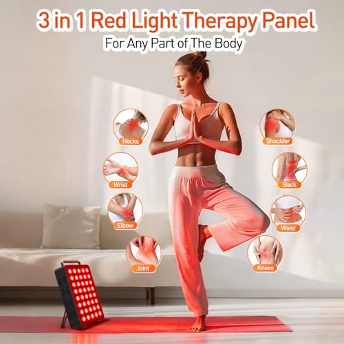 Image of Red Light Therapy Panel 5 Wavelength 40 Dual Chip High-Efficiency LEDs 630+660+810+830+850nm Red and Near Infrared Lamp Therapy Device 60W Timer & Stand for Body Pain Relief Face Skin Health