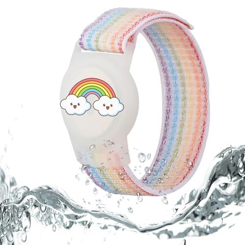 Dingfeiyu AirTag Armband Kinder Wasserdicht, Anti-Lost & Anti-Kratz-Schutz Airtag Bracelet for Kids, Nylon AirTags Hülle Holder Case Kleinkind
