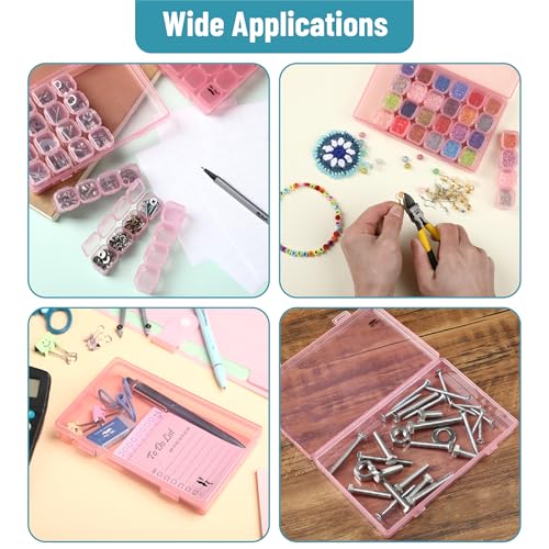 Image of Mr. Pen- Bead Storage Containers, 28 Grids, 2 Pack, Transparent Pink | 160 pcs Label Stickers, Transparent, Small Bead Organizer Box, Diamond Art, Diamond Painting Organizer