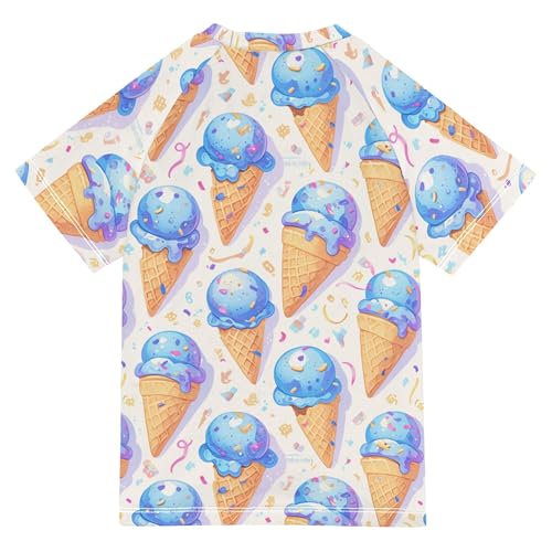 Ice Cream Pattern Blue Girl Bathing Suit UV Protection Activees Swimwear Beach Tops 3T2