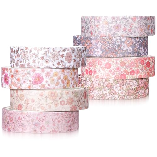Zyghjort 8 Rollen Washi Tape Set, Retro Masking Tape Little Flowers Washi Klebeband Set Dekoratives Klebeband Bunt Journaling Zubehör Für Scrapbooking Junk Journal DIY Tagebuch Geschenk