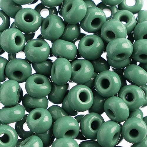 Preciosa Czech Seed Beads 32/0 (8mm) Opaque Medium Dark Green - 250g Bulk Bag Beads for Jewelry Making and Crafts