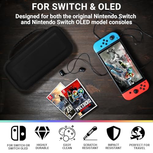 Orzly Estuche de Transporte Compatible con Switch OLED y Consola Switch Original - Estuche Protector de Viaje portátil rígido con Bolsillos de Almacenamiento - imagen 8