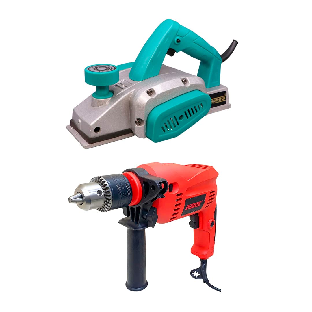 1 Cheston 600W 16,000 RPM Electric Wood Planer (82 mm, Blue)..vb|1 CHESTON 13mm 650 watts Impact Drill Machine Reversible Hammer Driver Var