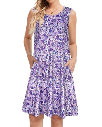 Image of CHICGAL Womens Summer Dresses Casual Loose Pleated Front Tshirt Sleeveless Tank Sundresses with Pockets 2026