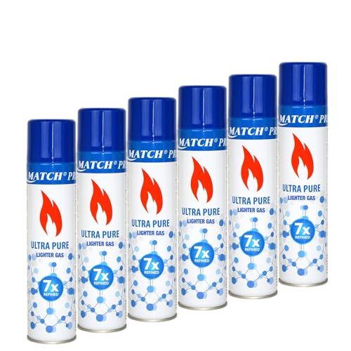 Premium Nachfüllgas - Butangas - Gas - Feuerzeuggas - Feuerzeug + 1 Feuerzeug (6 x Feuerzeuggas) (6)