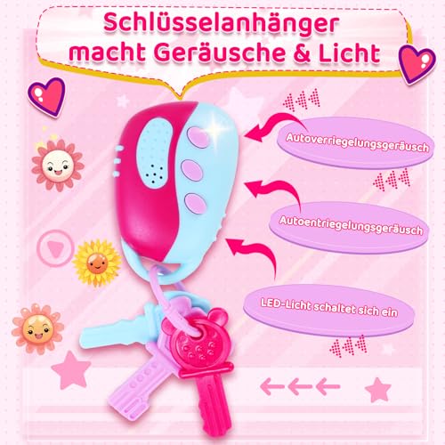 Handtasche Für Kinder Mädchen Mit Make-Up Vortäuschen - Mein Erstes Handtaschen-Set mit Handtasche, Handy, Geldbörse, Schminkspielzeug und mehr für Mädchen ab 3 Jahren, Geschenkidee für Kinder (Rosa)