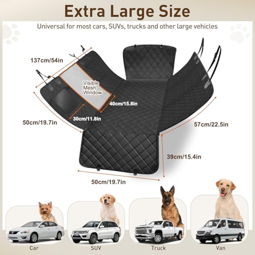 Gimars Hundedecke Auto Rückbank, 157x137cm Große Verdickte Kratzfest Wasserdicht Hunde Autositz Rückbank, Universal Hundedecke Auto Mit Abnehmbarer Vorderer Abdeckung Und Sichtfenster Für PKW LKW SUV