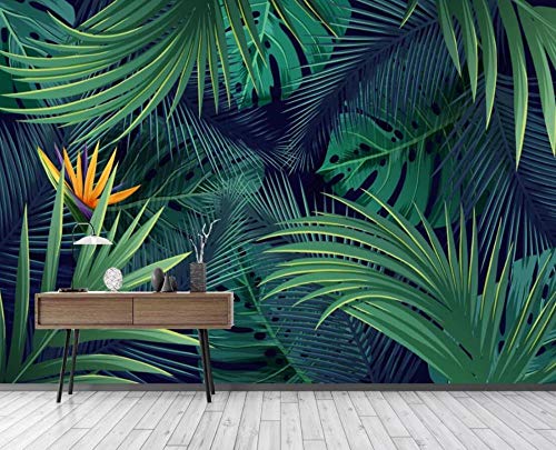 Papel Pintado 3D Hoja De Plátano De Selva Tropical Pintada A Mano Fotomurale 3D Tv Telón De Fondo Pared Decorativos Murales Moderna