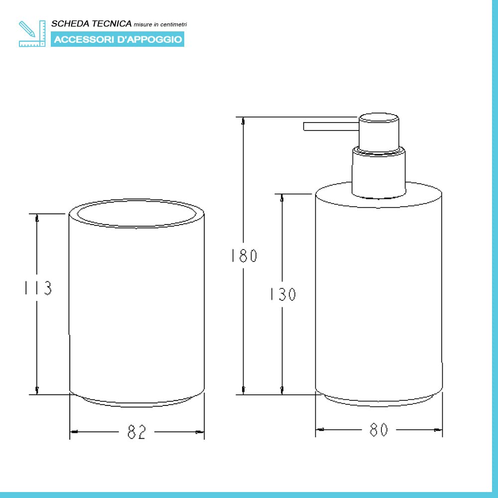 Inbagno Set Bagno Accessori Completo – 4 Pezzi, Kit Accessori appoggio Effetto Pietra Turchese Cobalto, Include Dispenser, portaspazzolini, portasapone e scopino WC, (Set Completo)