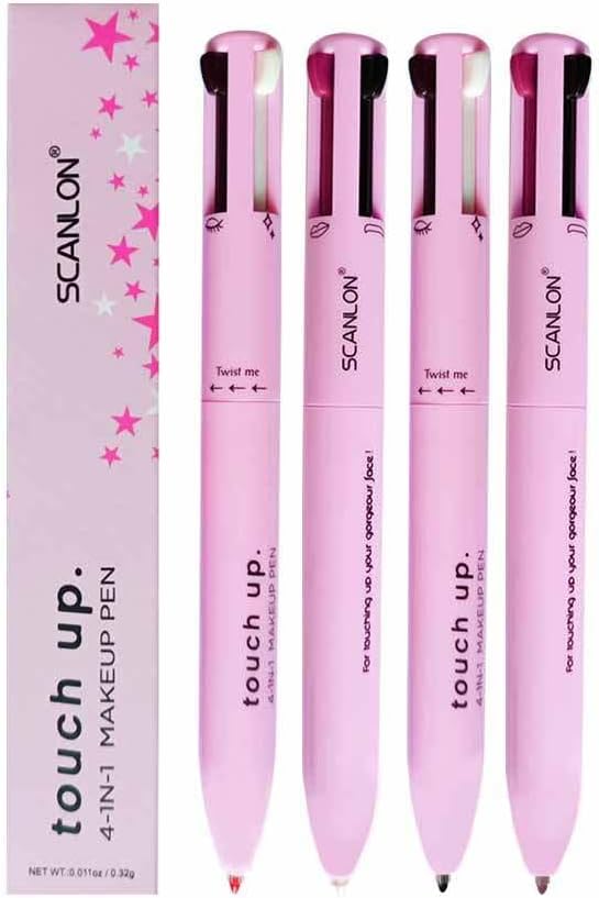 Gloristic Touch Up 4-in-1 Makeup Pen (Eye Liner, Brow Liner, Lip Liner, and Highlighter), Waterproof, Vegan, Halal, and Cruetly-free (Option 1)