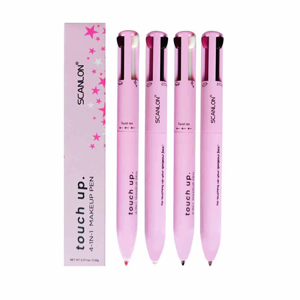 Gloristic Touch Up 4-in-1 Makeup Pen (Eye Liner, Brow Liner, Lip Liner, and Highlighter), Waterproof, Vegan, Halal, and Cruetly-free (Option 1)