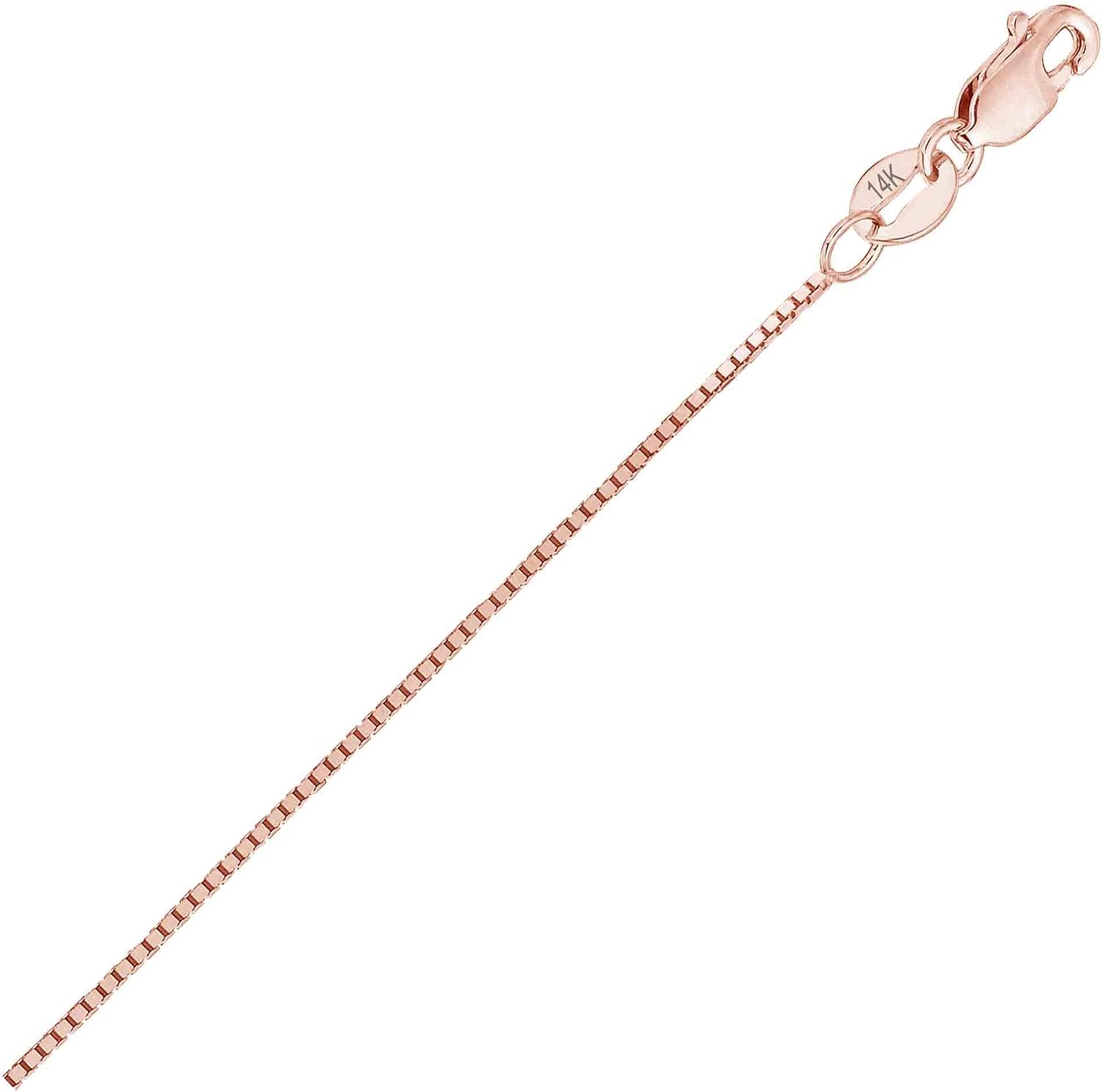Ritastephens 14k Solid Rose Pink Gold Box Chain Necklace 18 Inches 0.8 Mm
