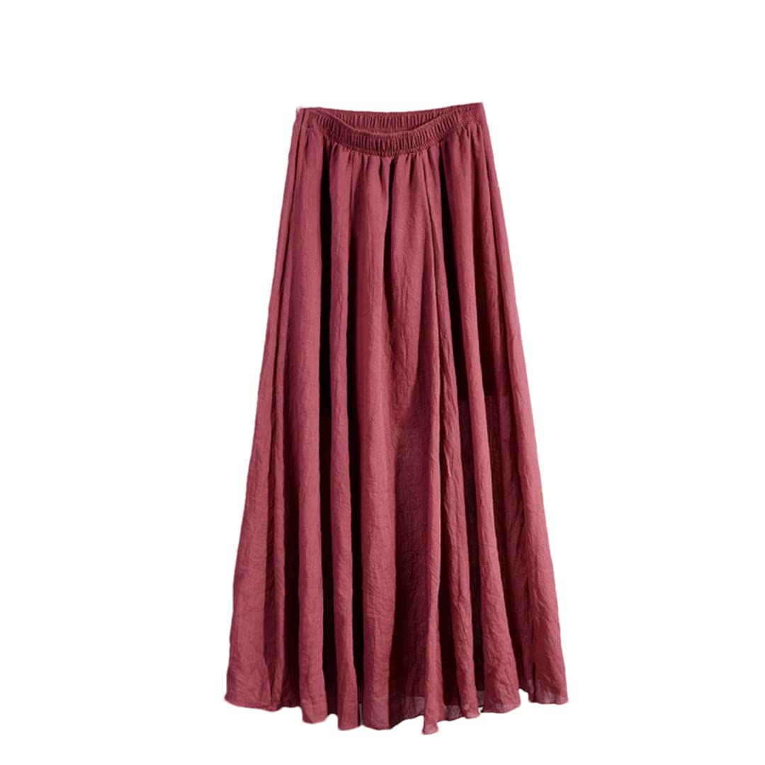 Jupe d'été coton lin rétro ample pour éviter la chaleur en taille unique - 8