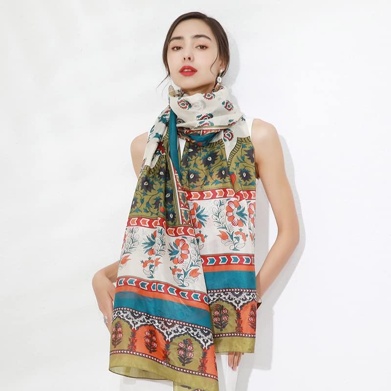 DANA XU Women's 100% Mulberry Silk Pashmina Shawl and Wraps Extra Large Floral Scarf for Evening Dresses, Soft Oversized - Image 8