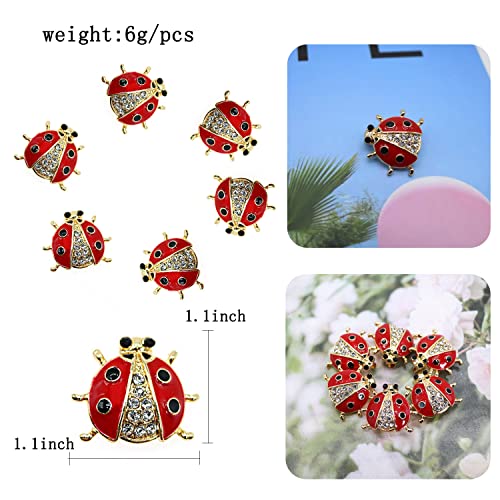 Image of 6 Pack Fashion Rhinestone Ladybug Brooches Pins Set Cute Enamel Crystal Animal Insect Lapel Pin Brooch Badges Jewelry Set for Men Women Girl