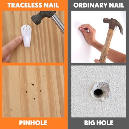 Image of ElevateTech 50 Pcs Non-Mark No Damage Wall Hangers Picture Hangings Kit Hook Concrete Non-Trace Hanging Kit Invisible Nail Wall Hangers for Hanging Picture Tapestry Clocks and More Heavy Duty