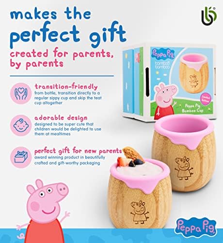 Peppa Pig X bamboo bamboo ® Kids and Toddler Suction Cup Bamboo Plate for Babies | Non-Toxic | Cool to The Touch | Ideal for Baby-Led Weaning (Peppa Cup)