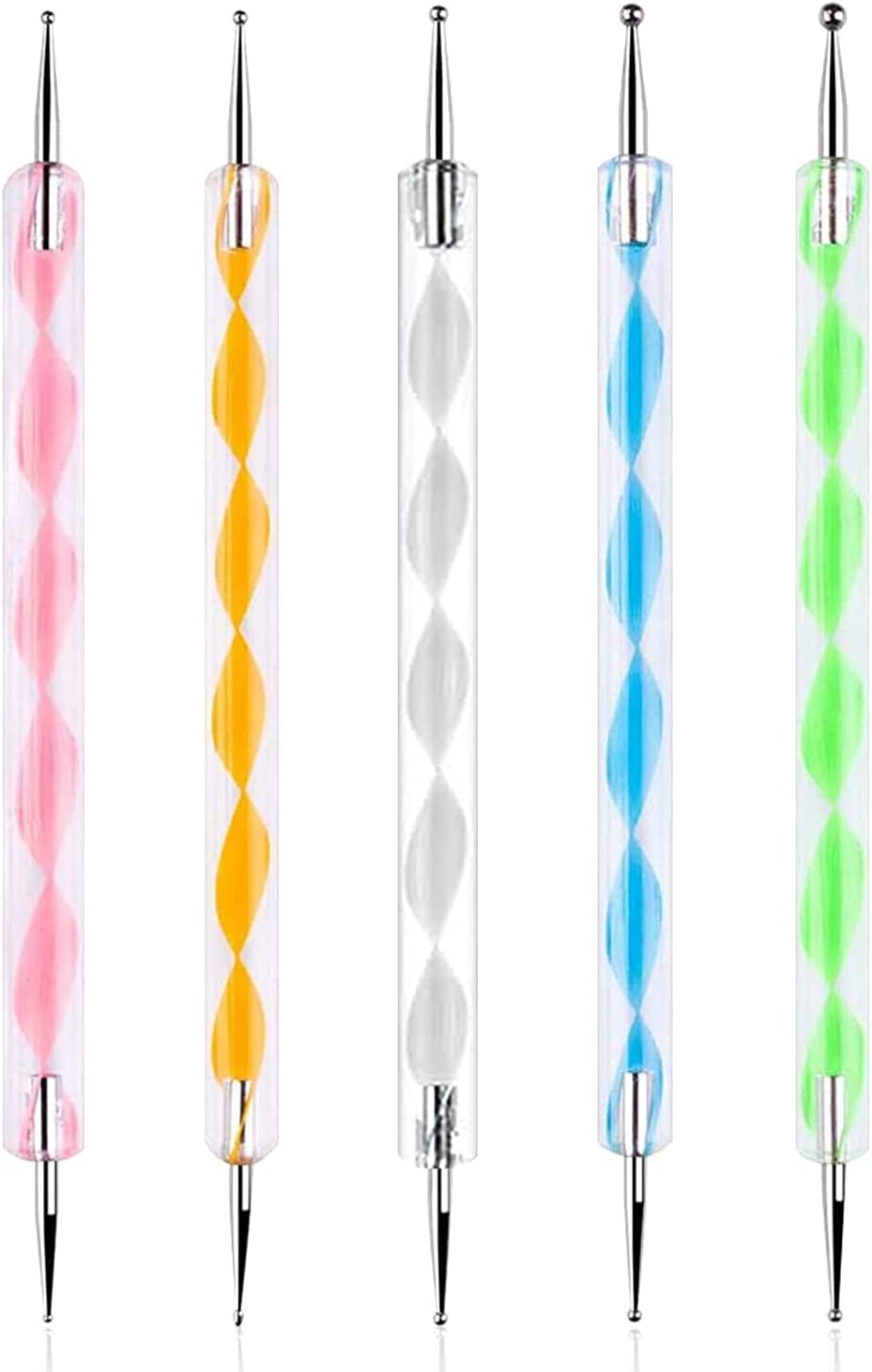 NAILWIND 5 pc 2 Way Dotting Pen Tool, Nail Art Tip Dot Paint Manicure kit, Multi-colored Nail Dotting Tool Set