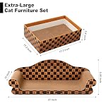 27 Inch Cat Couch Scratcher, Large Cardboard Box with Durable Scratch Pad for Cats, Comfortable Cat Scratching Sofa & Cozy Nest with Reversible Scratchers - Image 2