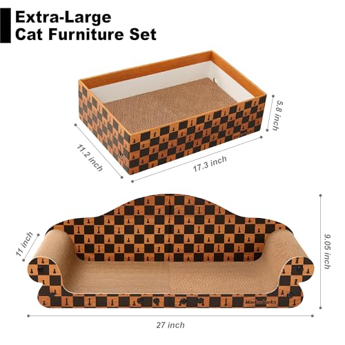 Markarbarka 27 Inch Cat Couch Scratcher, Large Cardboard Box with Durable Scratch Pad for Cats, Comfortable Cat Scratching Sofa & Cozy Nest with Reversible Scratchers by Markarbarka - Image 2