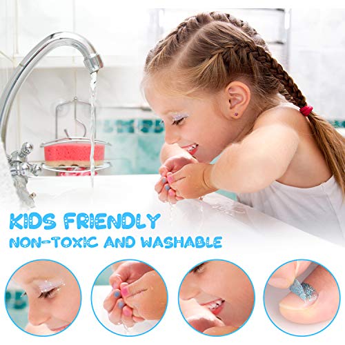 KIZSBRO 21pcs Kids Makeup Kit for Girls, Kids Play Washable Makeup Set with Frozen Cosmetic Case, Eyeshadow/Lip Gloss/Blush, First Princess Little Starter Kit Toys for 3 4 5 6 7 8 9 10 Year Old Girls