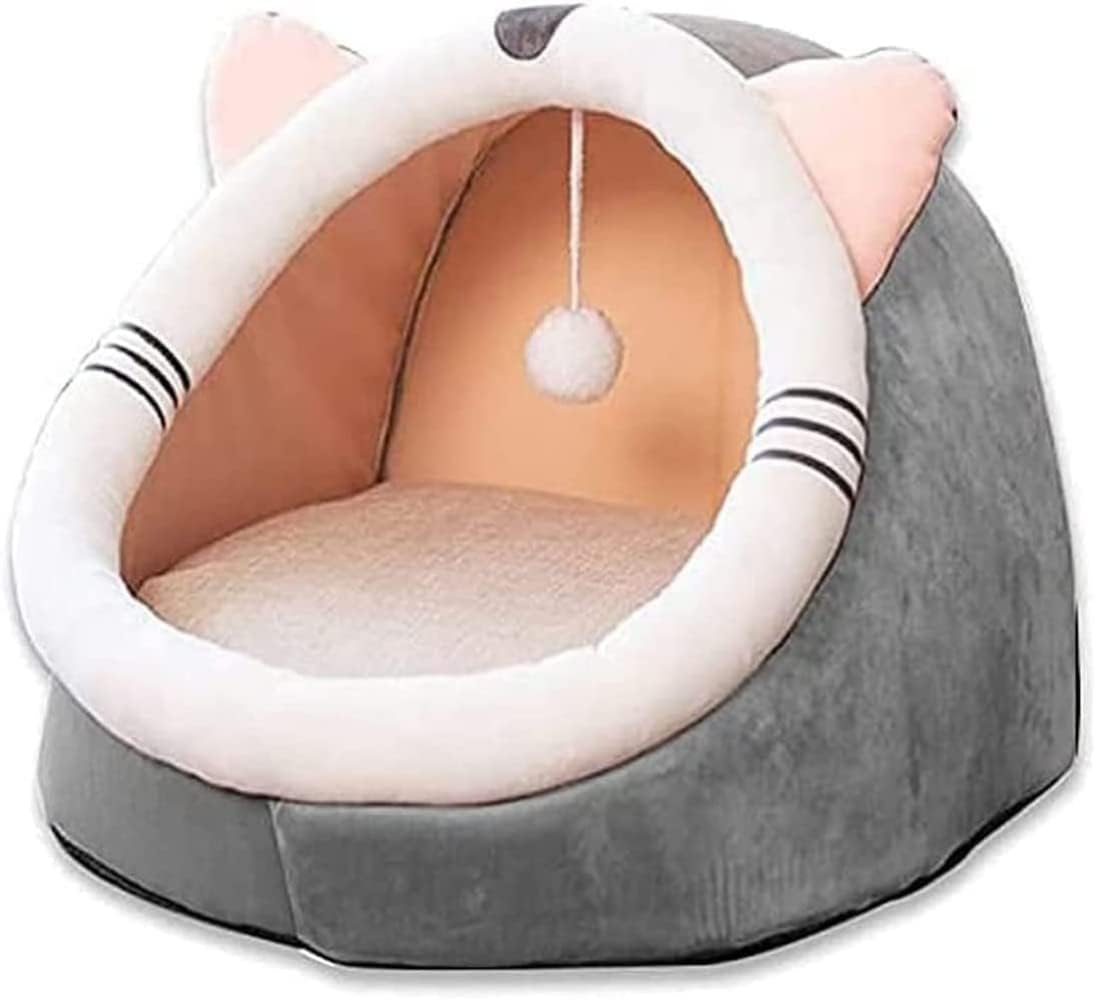 review Cat Nest Semi-Enclosed Warm Cat House Comfortable and Breathable Cave Cat Nest Detachable and Easy to Clean Suitable for Cats and Dogs (L,Black)
