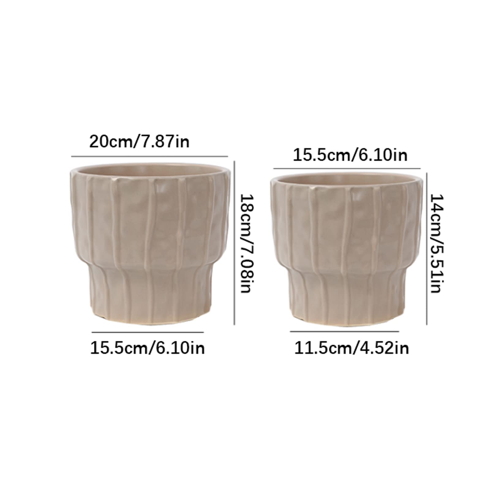 Vasi da Giardino Vasi per Piante in Ceramica, Vasi da Fiori da 6,1/7,8 Pollici con Foro di Drenaggio, Fioriere per Giardino Patio Balcone Deck Living Room Decor