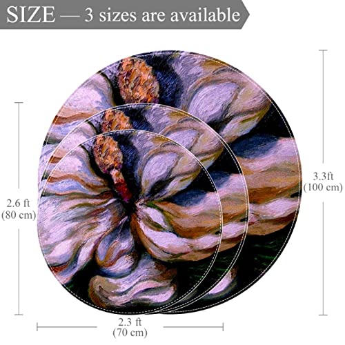 Tapis rond fleur de magnolia JDEZ 100x100cm pour salon