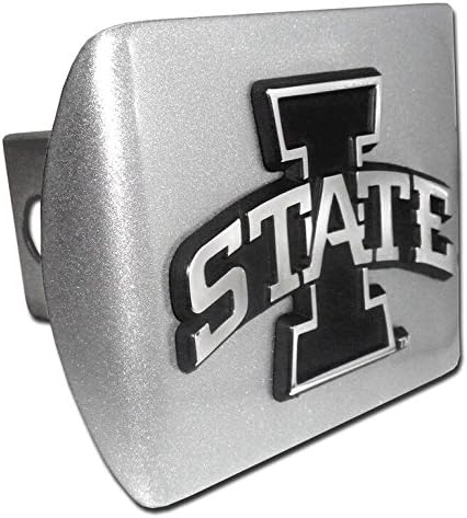 Iowa State Cyclones"Brushed Silver with I State Emblem" Metal Trailer Hitch Cover Fits 2 Inch Auto Car Truck Receiver with NCAA College Sports Logo
