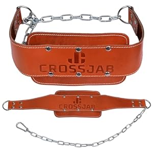 Crossjab Leather Dipping Belt Pro Dip Belt For pull ups and dips Bodybuilding With Clip Release System Back Support Strength Tested Weightlifting Gym Training Workout