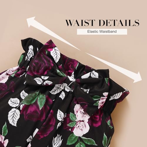 Image of SANMIO Toddler Girl Clothes Cute Ruffle Sleeve Shirt Floral Pants Headband | 3Pcs Fall Winter Outfits Kids Girls Clothing Set 1-6T